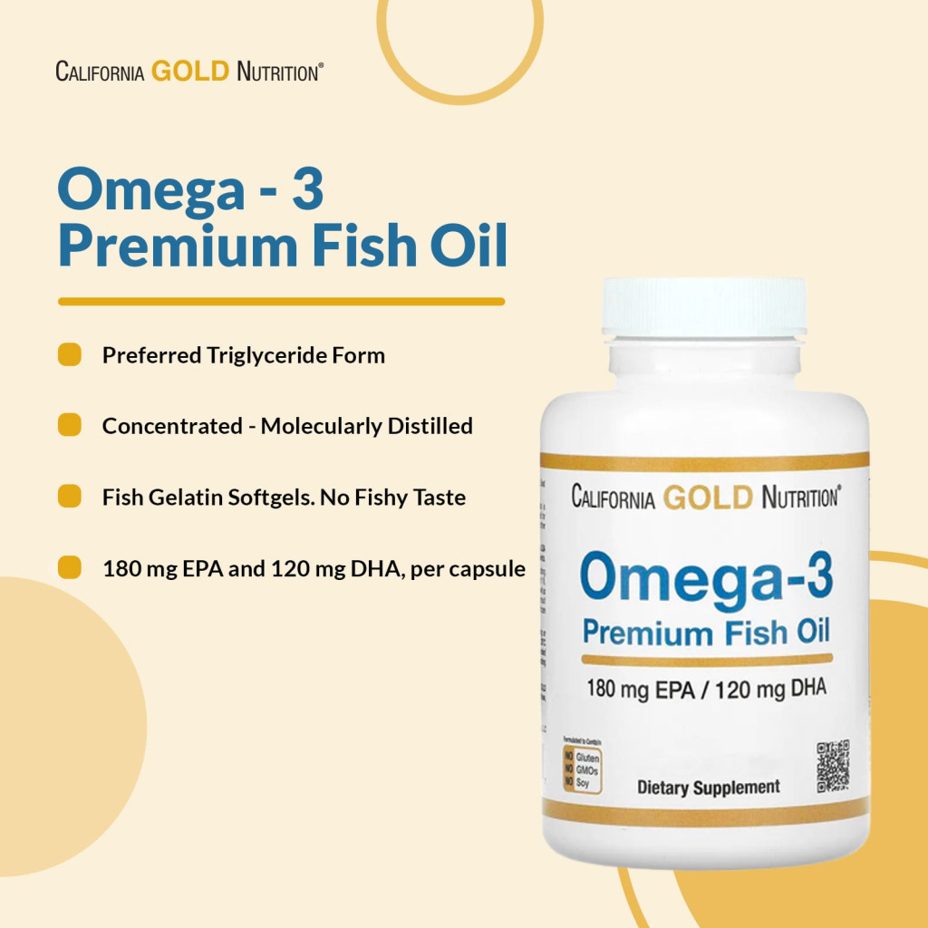 California Gold Nutrition, Omega-3 Premium Fish Oil, 100 Fish Gelatin Softgels (1,100 mg per Softgel) California Gold Nutrition, Omega-3 Premium Fish Oil, 100 Fish Gelatin Softgels (1,100 mg per Softgel)