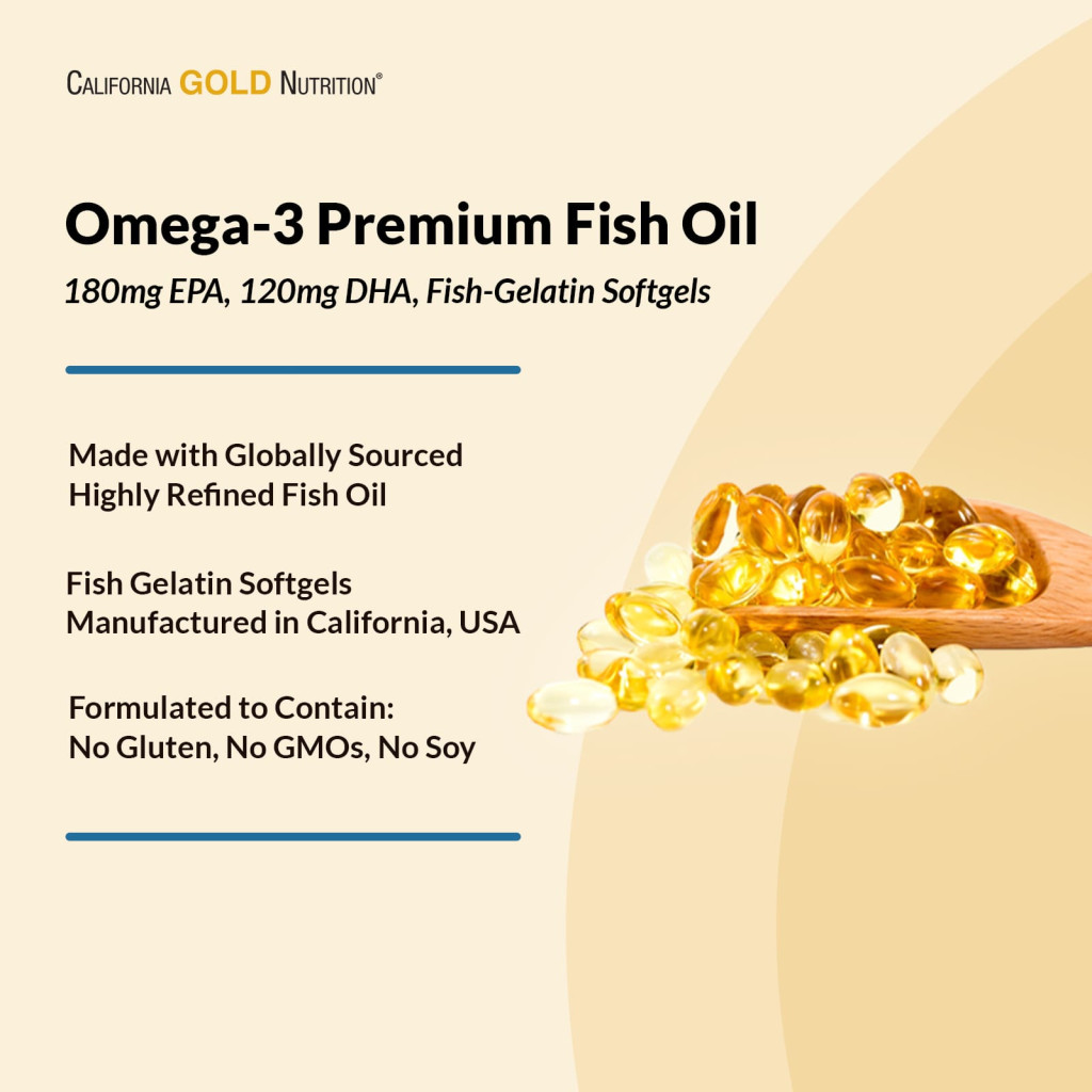 California Gold Nutrition, Omega-3 Premium Fish Oil, 100 Fish Gelatin Softgels (1,100 mg per Softgel) California Gold Nutrition, Omega-3 Premium Fish Oil, 100 Fish Gelatin Softgels (1,100 mg per Softgel)