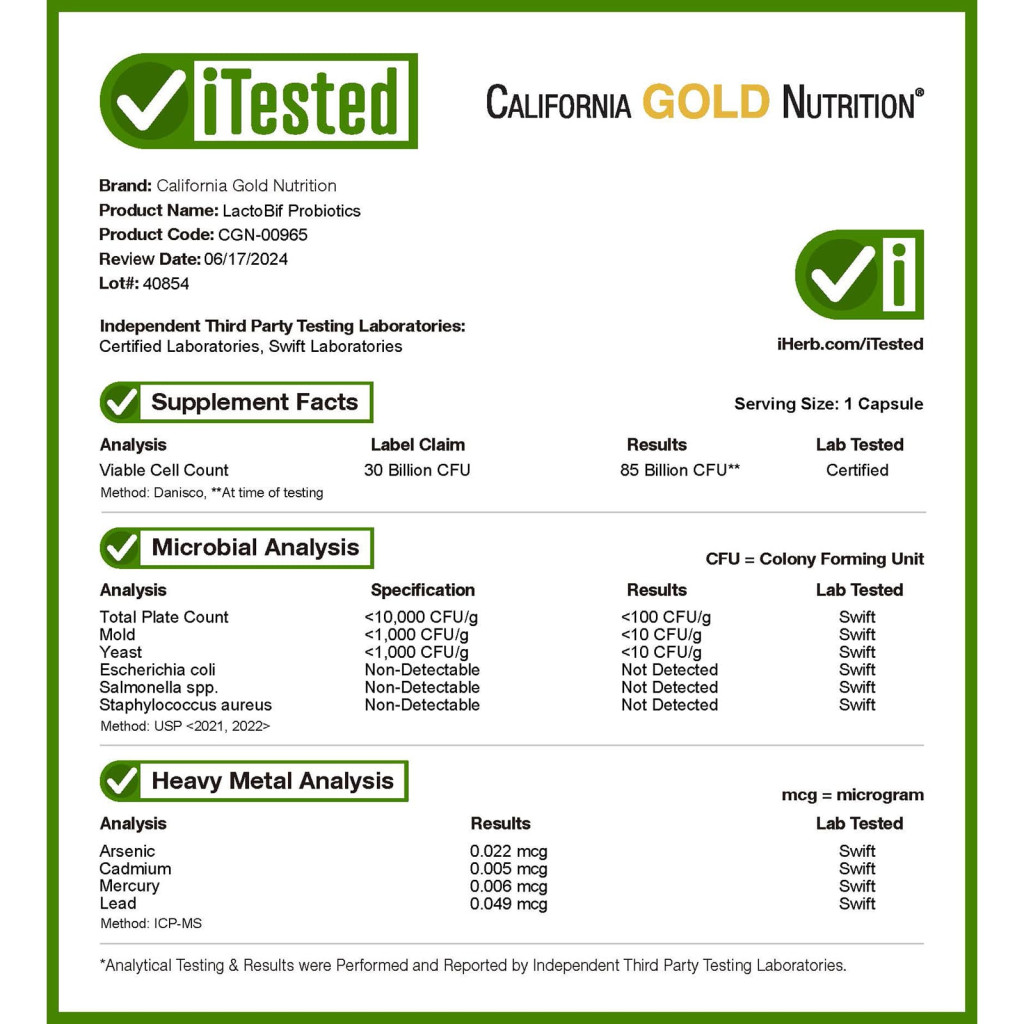 California Gold Nutrition, LactoBif® 30 Probiotics, 30 Billion CFU, 60 Veggie Capsules California Gold Nutrition, LactoBif® 30 Probiotics, 30 Billion CFU, 60 Veggie Capsules