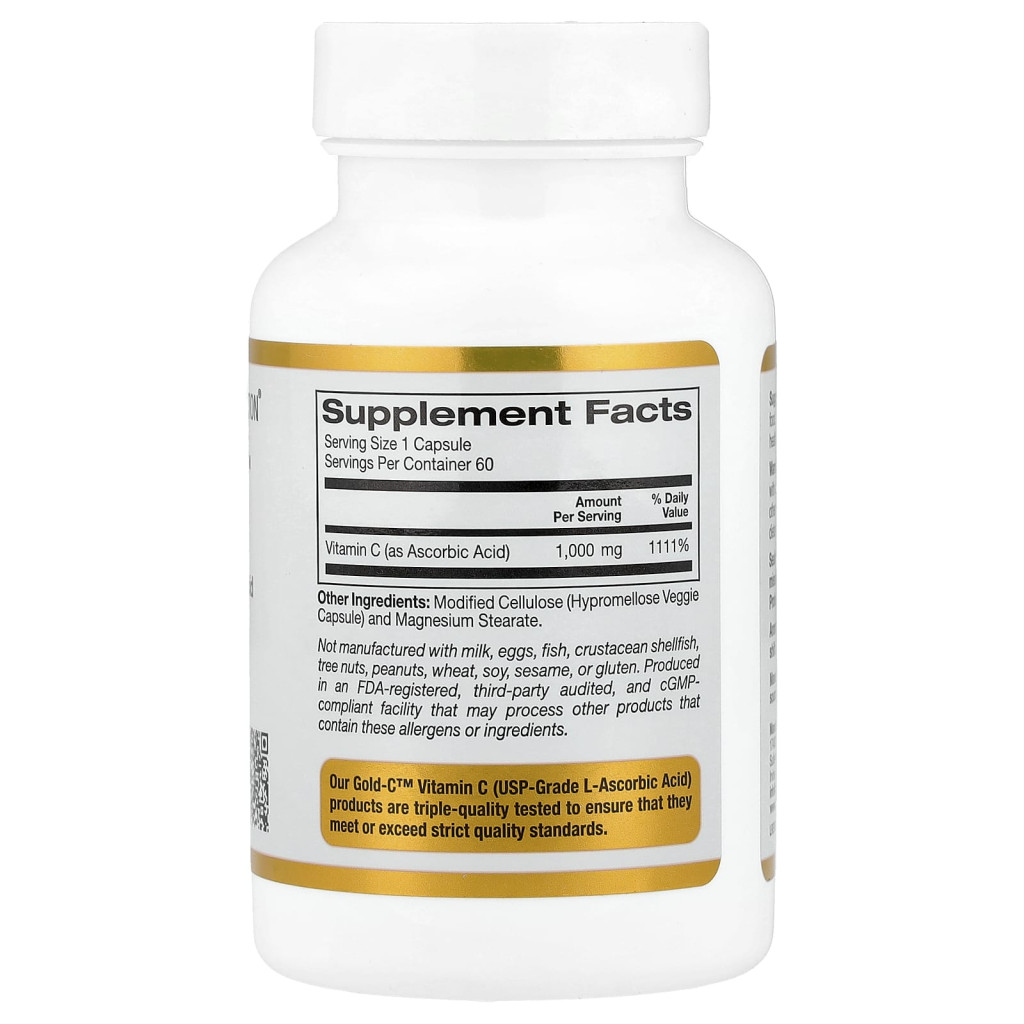 California Gold Nutrition, Gold Câ„¢, USP Grade Vitamin C, 1,000 mg, 60 Veggie Capsules California Gold Nutrition, Gold Câ„¢, USP Grade Vitamin C, 1,000 mg, 60 Veggie Capsules