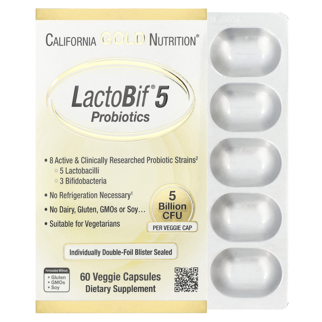 California Gold Nutrition, LactoBif® 5 Probiotics, 5 Billion CFU, 60 Veggie Capsules California Gold Nutrition, LactoBif® 5 Probiotics, 5 Billion CFU, 60 Veggie Capsules