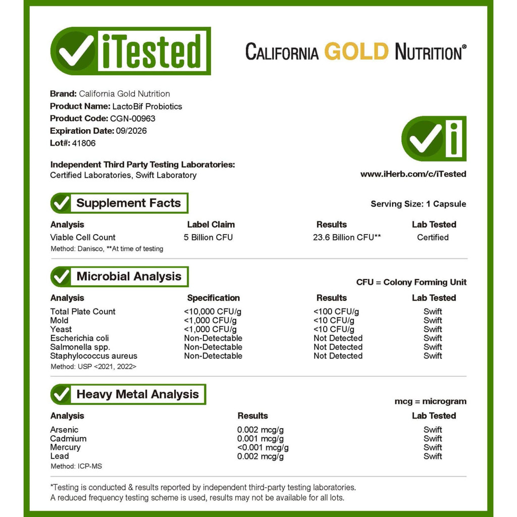 California Gold Nutrition, LactoBif® 5 Probiotics, 5 Billion CFU, 60 Veggie Capsules California Gold Nutrition, LactoBif® 5 Probiotics, 5 Billion CFU, 60 Veggie Capsules