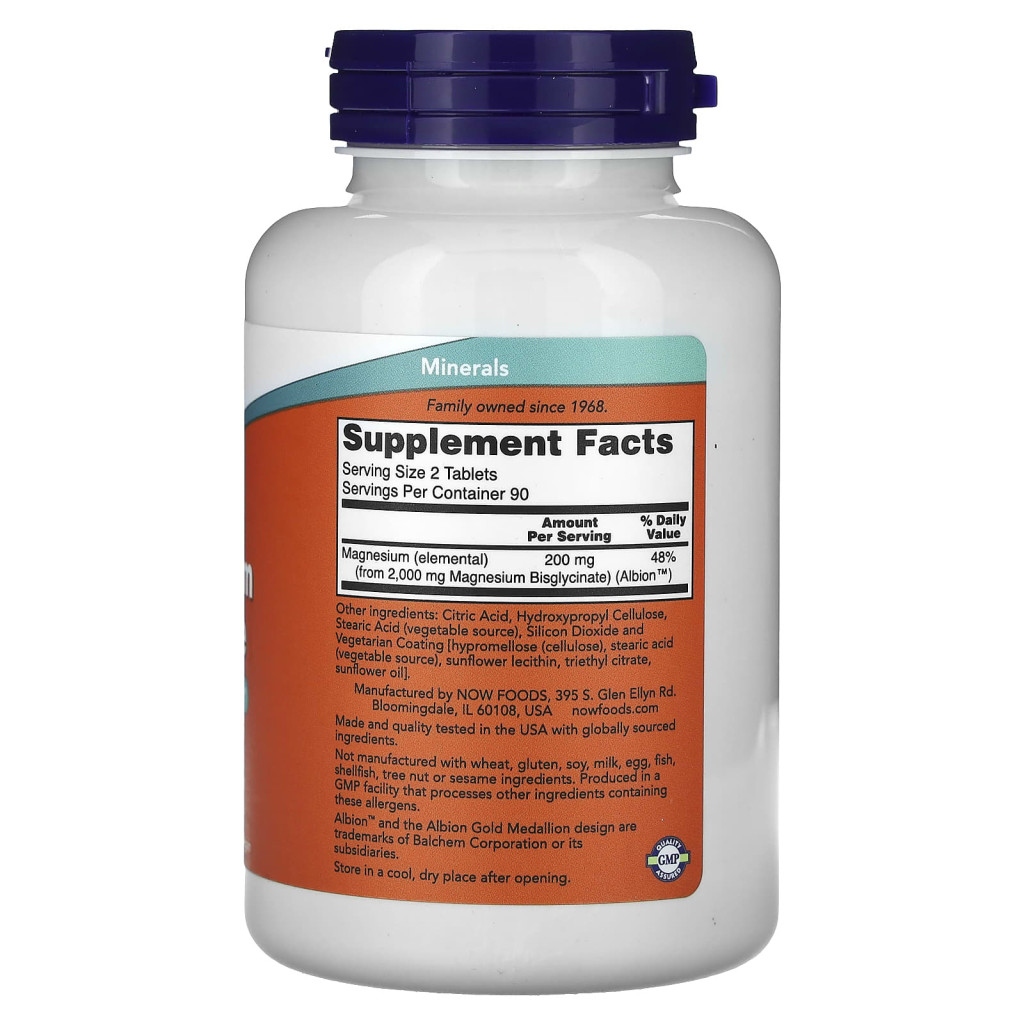 NOW Foods, Magnesium Glycinate, 200 mg, 180 Tablets (100 mg per Tablet) NOW Foods, Magnesium Glycinate, 200 mg, 180 Tablets (100 mg per Tablet)