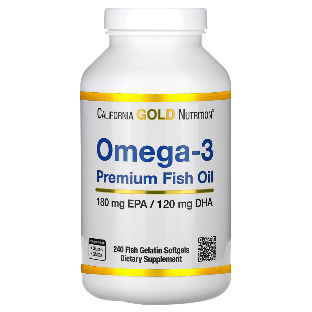 California Gold Nutrition, Omega-3, Premium Fish Oil, 240 Fish Gelatin Softgels California Gold Nutrition, Omega-3, Premium Fish Oil, 240 Fish Gelatin Softgels