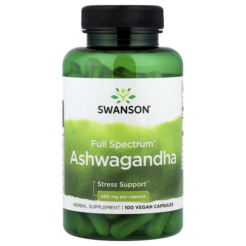 Swanson, Full Spectrum® Ashwagandha, 100 Vegan Capsules (450 mg per Capsule) Swanson, Full Spectrum® Ashwagandha, 100 Vegan Capsules (450 mg per Capsule)