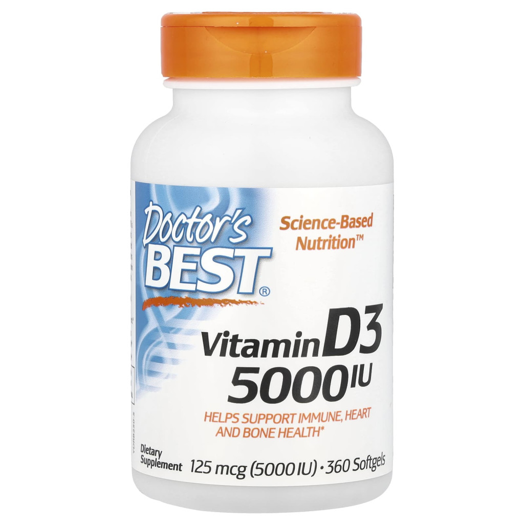 Doctor's Best, Vitamin D3, 125 mcg (5,000 IU), 360 Softgels Doctor's Best, Vitamin D3, 125 mcg (5,000 IU), 360 Softgels