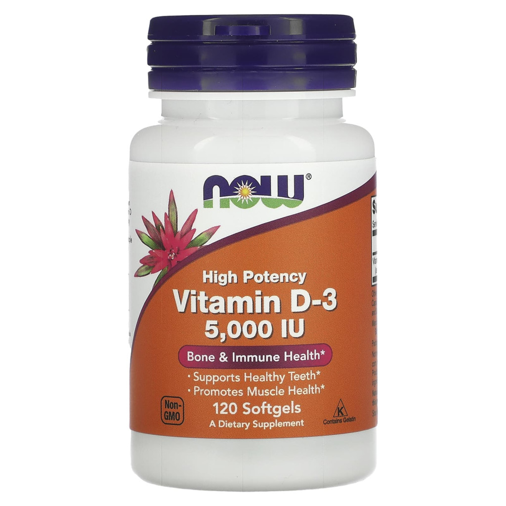 NOW Foods, Vitamin D-3, High Potency, 5,000 IU, 120 Softgels NOW Foods, Vitamin D-3, High Potency, 5,000 IU, 120 Softgels