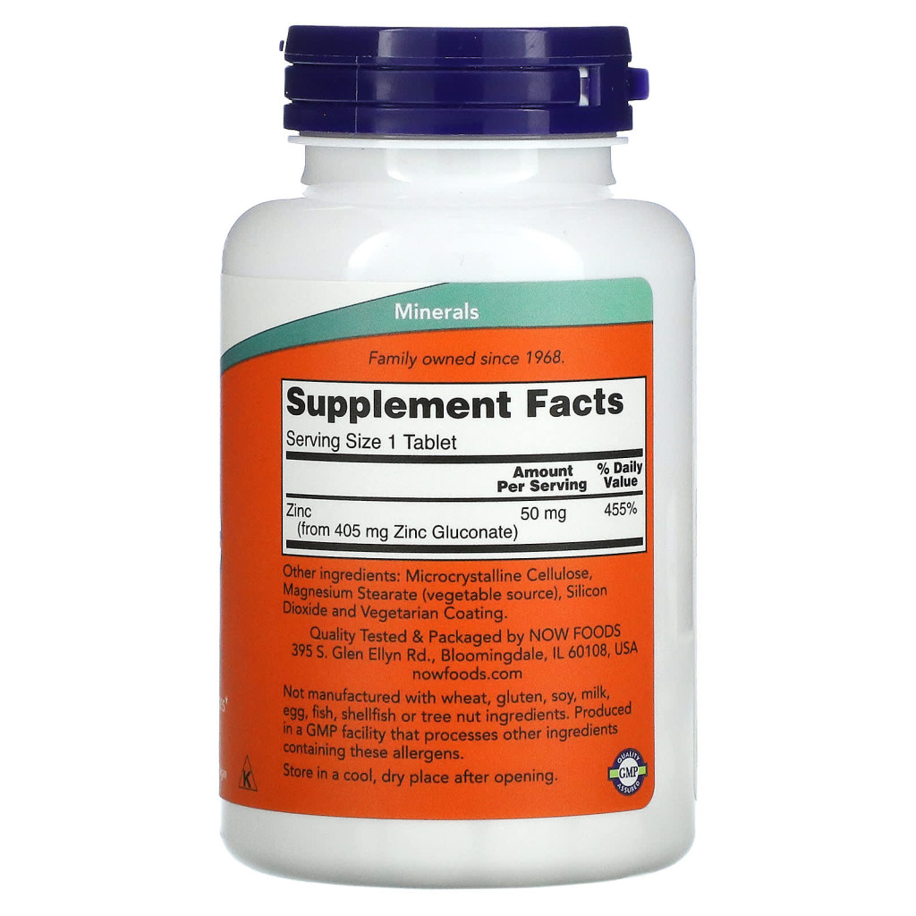 NOW Foods, Zinc, 50 mg, 250 Tablets NOW Foods, Zinc, 50 mg, 250 Tablets