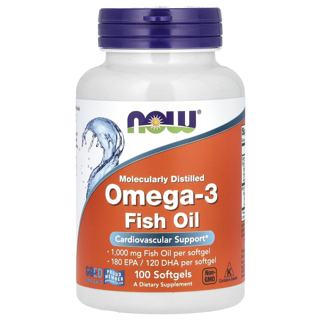 NOW Foods, Omega-3 Fish Oil, 1,000 mg, 180 EPA - 120 DHA, 100 Softgels NOW Foods, Omega-3 Fish Oil, 1,000 mg, 180 EPA - 120 DHA, 100 Softgels
