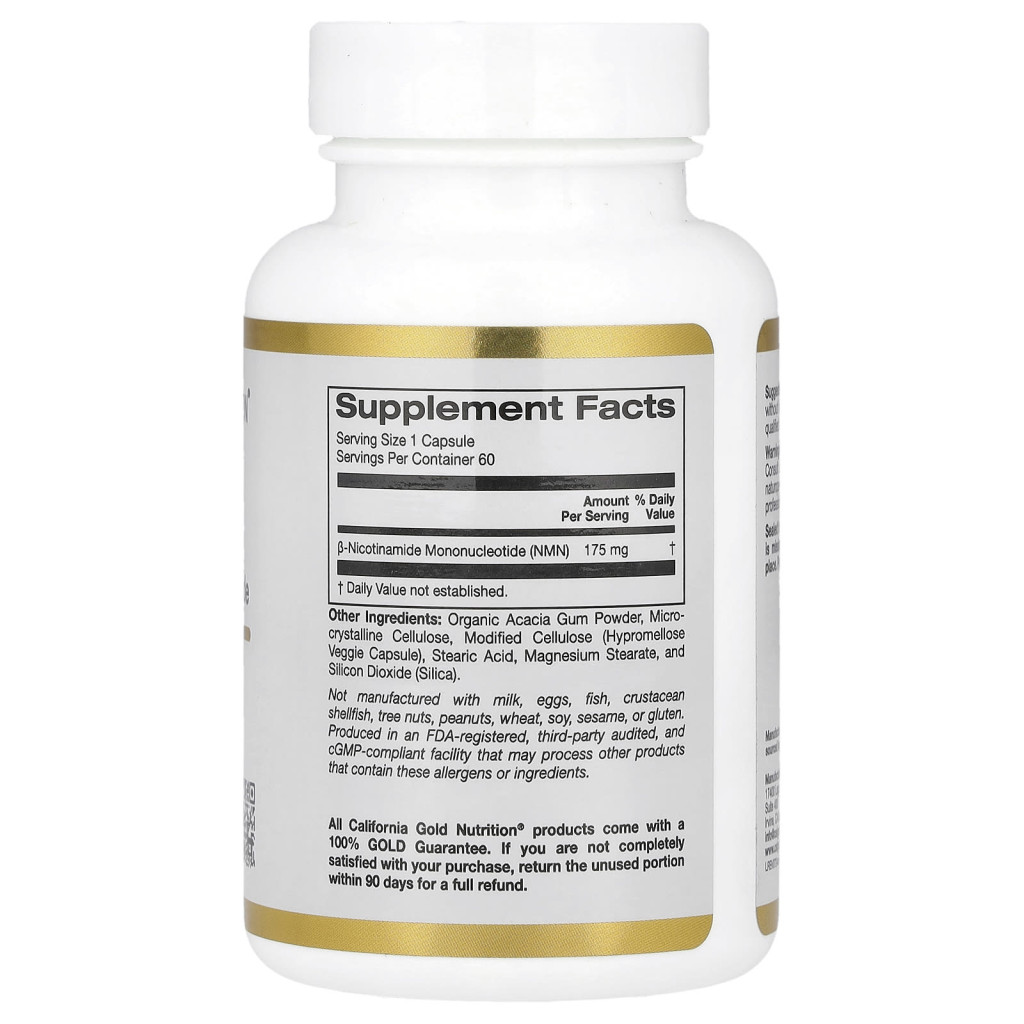 California Gold Nutrition, NMN, 175 mg, 60 Veggie Capsules California Gold Nutrition, NMN, 175 mg, 60 Veggie Capsules