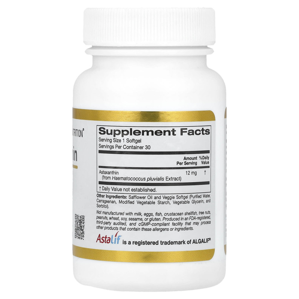 California Gold Nutrition, Astaxanthin, Astalif® Pure Icelandic, 12 mg, 30 Veggie Softgels California Gold Nutrition, Astaxanthin, Astalif® Pure Icelandic, 12 mg, 30 Veggie Softgels
