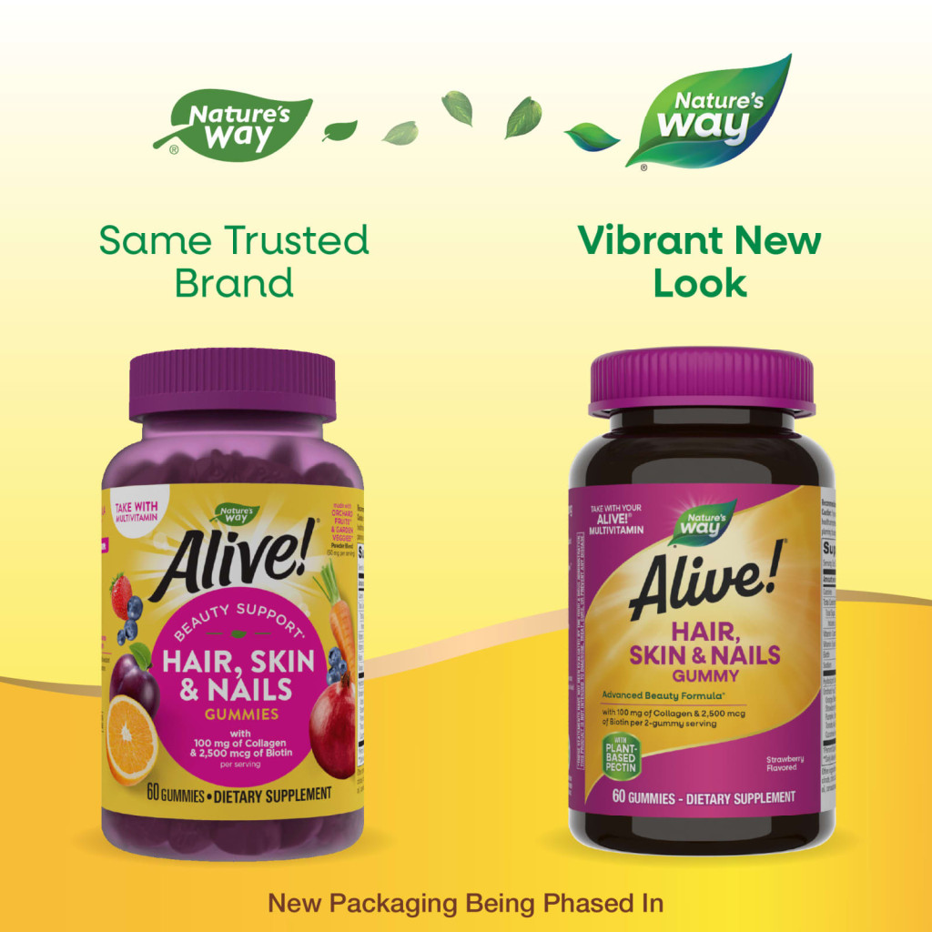 Nature's Way, Alive! Hair, Skin & Nails Gummies, Strawberry, 60 Gummies Nature's Way, Alive! Hair, Skin & Nails Gummies, Strawberry, 60 Gummies