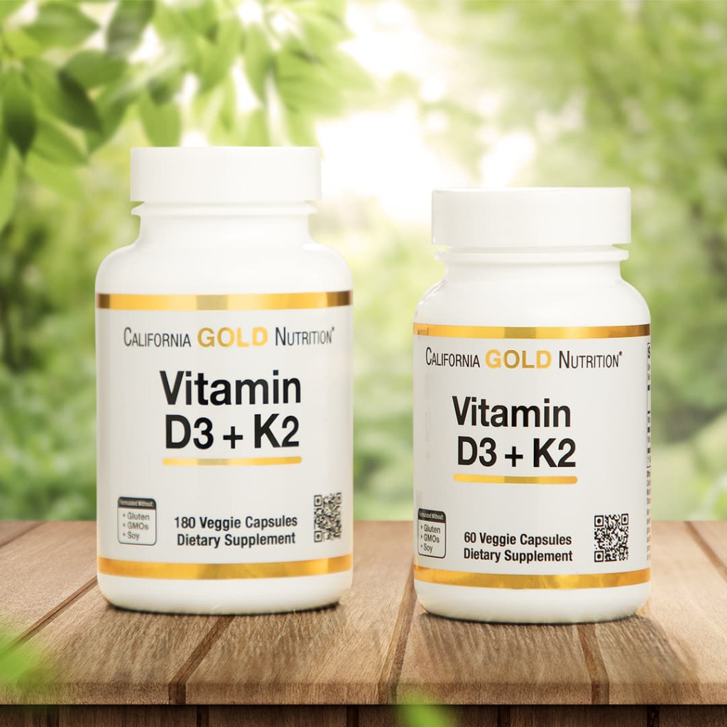 California Gold Nutrition, Vitamin D3 + K2 as MK-7, 180 Veggie Capsules California Gold Nutrition, Vitamin D3 + K2 as MK-7, 180 Veggie Capsules