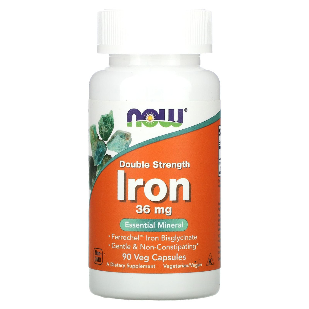 NOW Foods, Iron, Double Strength, 36 mg, 90 Veg Capsules NOW Foods, Iron, Double Strength, 36 mg, 90 Veg Capsules