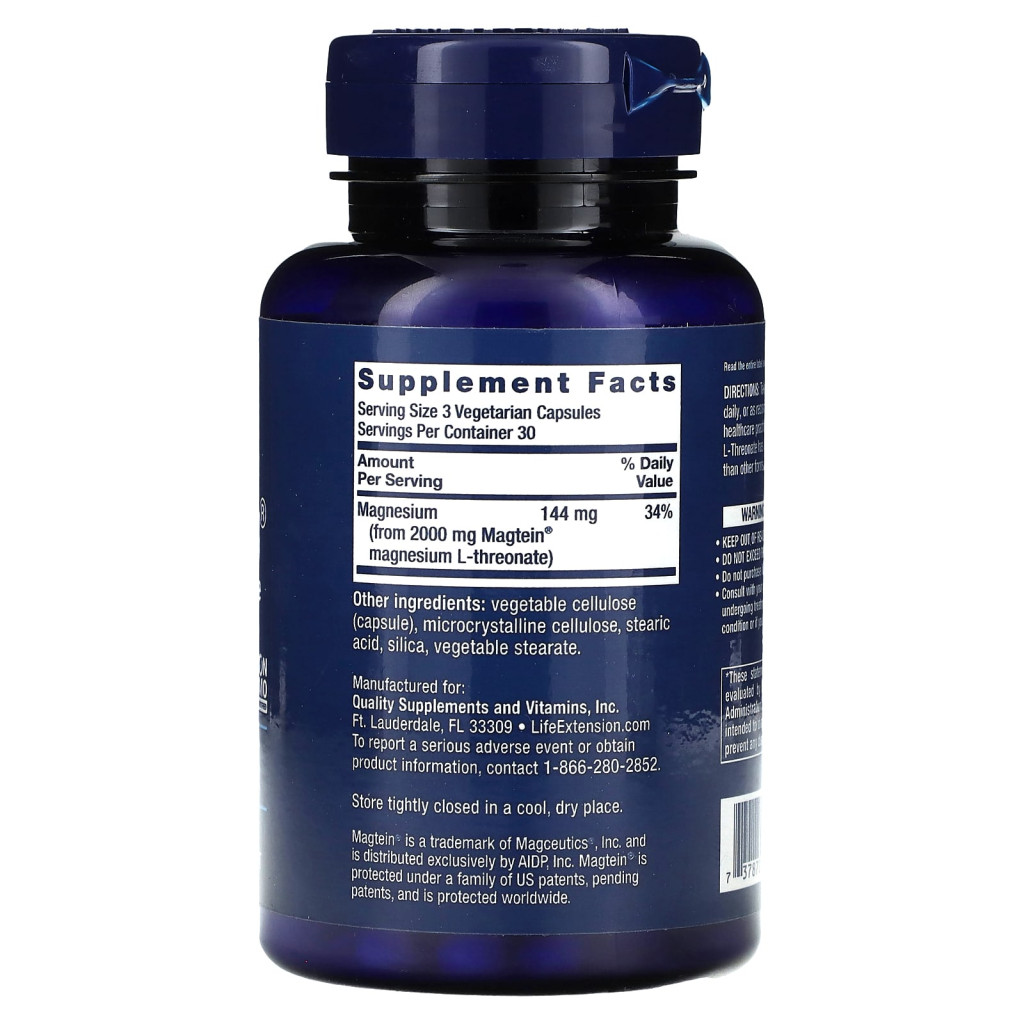 Life Extension, Neuro-Mag, Magnesium L-Threonate, 90 Vegetarian Capsules (48 mg per Capsule) Life Extension, Neuro-Mag, Magnesium L-Threonate, 90 Vegetarian Capsules (48 mg per Capsule)