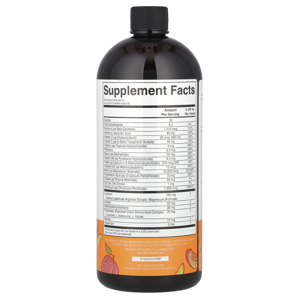 MaryRuth's, Liquid Morning Multivitamin + Hair Growth , Peach Mango, 30 fl oz (887 ml) MaryRuth's, Liquid Morning Multivitamin + Hair Growth , Peach Mango, 30 fl oz (887 ml)
