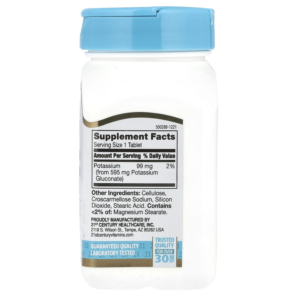 21st Century, Potassium Gluconate, 595 mg, 110 Tablets 21st Century, Potassium Gluconate, 595 mg, 110 Tablets