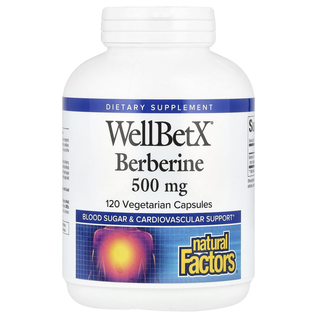 Natural Factors, WellBetX®, Berberine, 500 mg, 120 Vegetarian Capsules Natural Factors, WellBetX®, Berberine, 500 mg, 120 Vegetarian Capsules
